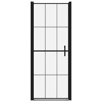 vidaXL Duschdörr härdat glas 91x195 cm svart