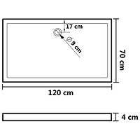 vidaXL Duschkar rektangulärt ABS svart 70x120 cm