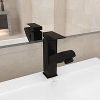 vidaXL Badrumsblandare med utdragbar pip svart 157x172 mm