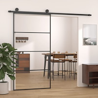 vidaXL Skjutdörr aluminium med ESG-glas 102,5x205 cm svart