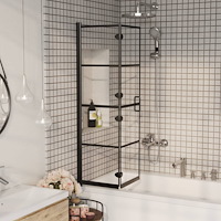 vidaXL Duschvägg fällbar ESG 80x140 cm svart