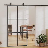 vidaXL Skjutdörr ESG-glas och aluminium 102x205 cm svart