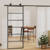 vidaXL Skjutdörr ESG-glas och aluminium 76x205 cm svart