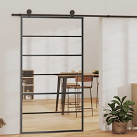 vidaXL Skjutdörr ESG-glas och aluminium 102x205 cm svart