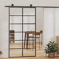vidaXL Skjutdörr ESG-glas och aluminium 102x205 cm svart