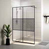 vidaXL Duschvägg med klart ESG-glas 140x195 cm svart