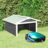 vidaXL Garage för robotgräsklippare 72x87x50 cm grå och vit granträ