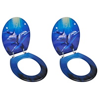 vidaXL Toalettsitsar med lock 2 st MDF delfiner