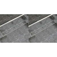 vidaXL Avlång golvbrunn 2 st rostfritt stål 930x140 mm