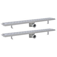 vidaXL Avlång golvbrunn 2 st rak rostfritt stål 830x140 mm