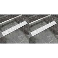 vidaXL Avlång golvbrunn 2 st bubblor rostfritt stål 730x140 mm