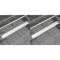 vidaXL Avlång golvbrunn 2 st bubblor rostfritt stål 1030x140 mm