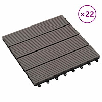 vidaXL Trall 22 st 30x30 cm 2 kvm WPC mörkbrun