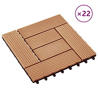 vidaXL Trall 22 st 30x30 cm 2 kvm WPC teakfärg