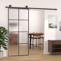 vidaXL Skjutdörr aluminium med ESG-glas 90x205 cm svart