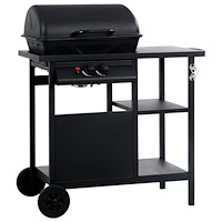 vidaXL Gasolgrill med sidobord i 3 nivåer svart
