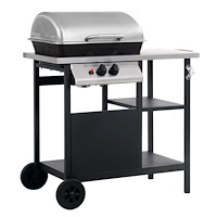 vidaXL Gasolgrill med sidobord i 3 nivåer svart och silver