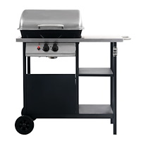 vidaXL Gasolgrill med sidobord i 3 nivåer svart och silver