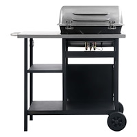 vidaXL Gasolgrill med sidobord i 3 nivåer svart och silver