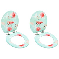 vidaXL Toalettsitsar med mjuk stängning 2 st MDF flamingo