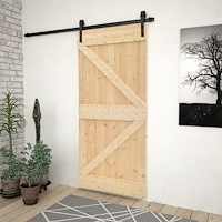 vidaXL Skjutdörr med beslag 80x210 cm massiv furu