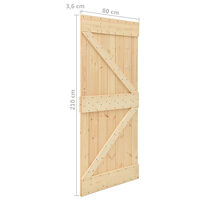 vidaXL Skjutdörr med beslag 80x210 cm massiv furu