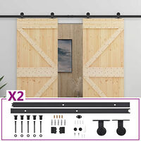 vidaXL Skjutdörr med beslag 80x210 cm massiv furu