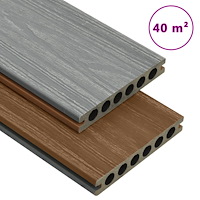 vidaXL WPC-golvplattor med tillbehör brun och grå 40 m² 2,2 m