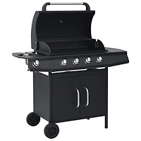 vidaXL Gasolgrill 4+1 kokzoner svart