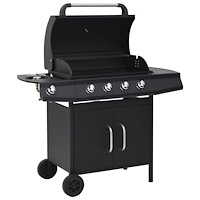 vidaXL Gasolgrill 4+1 kokzoner svart