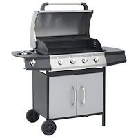 vidaXL Gasolgrill 4+1 kokzoner svart och silver
