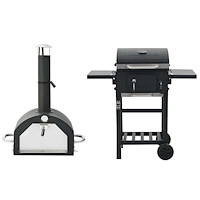 vidaXL 3-i-1 Pizzaugn och grill svart