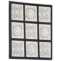 vidaXL Handsnidad väggpanel MDF 60x60x1,5 cm svart och vit