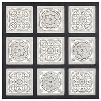 vidaXL Handsnidad väggpanel MDF 60x60x1,5 cm svart och vit
