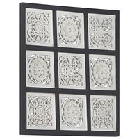 vidaXL Handsnidad väggpanel MDF 60x60x1,5 cm svart och vit