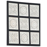 vidaXL Handsnidad väggpanel MDF 60x60x1,5 cm svart och vit