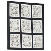 vidaXL Handsnidad väggpanel MDF 60x60x1,5 cm svart och vit