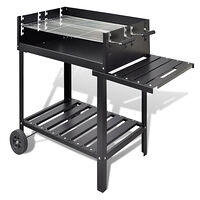 vidaXL Kolgrill med två hjul svart