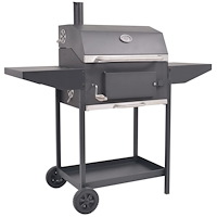 vidaXL Rökgrill BBQ kol med nedre hylla svart