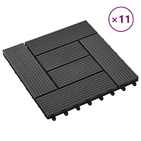 vidaXL Trall 11 st WPC 30x30 cm 1 kvm svart