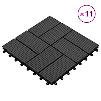 vidaXL Trall 11 st WPC 30x30 cm 1 kvm svart