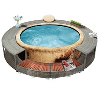 vidaXL Kant till spabad grå konstrotting