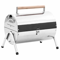 vidaXL Portabel kolgrill dubbel rostfritt stål