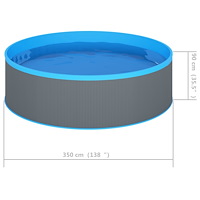vidaXL Plaskpool 350x90 cm grå