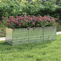 vidaXL Odlingslåda upphöjd galvaniserat stål 240x80x77 cm silver