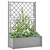 vidaXL Odlingslåda med spaljé och självbevattning grå