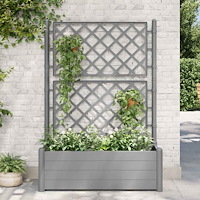 vidaXL Odlingslåda med spaljé 100x43x142 cm PP grå