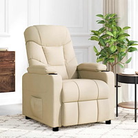 vidaXL Massagefåtölj gräddvit tyg