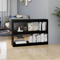 vidaXL Bokhylla/Rumsavdelare svart 100x30x71,5 cm massiv furu