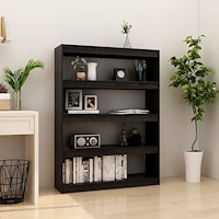 vidaXL Bokhylla/Rumsavdelare svart 100x30x135,5 cm massiv furu